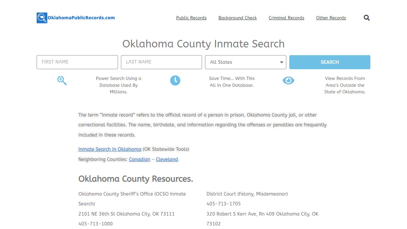 Oklahoma County Inmate Search - OCSO Current & Past Jail Records